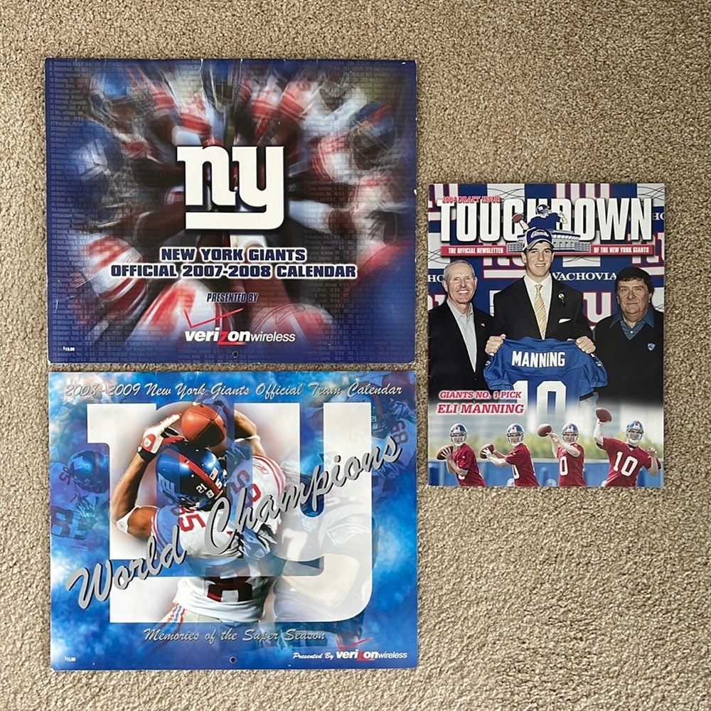 NEW YORK GIANTS NFL Football Lot 2 Wall Calendars Touchdown Magazine Manning
